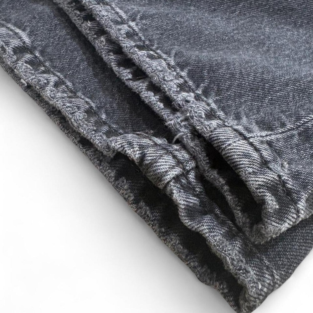 Distressed Skater Straight Leg Jeans Zara Men Faded Black Grunge Streetwear 29" - Picture 7 of 8